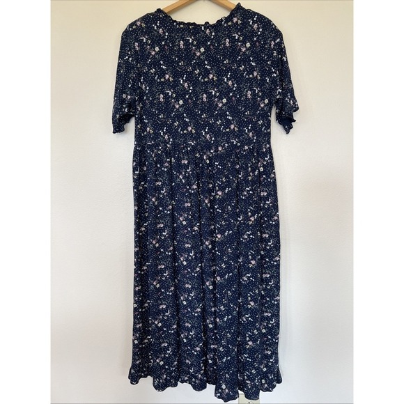 VTG Sostanza Dress Navy Floral Women 9/10 Prairie farmhouse Homestead - Picture 5 of 6